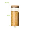 glass spice container wholesale glass food jar with bamboo lid GSJ-50S